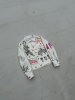 Veste en toile personnalisée pour homme, tissu en coton texturé de haute qualité, impression graphique sur écran, broderie de texte au dos.