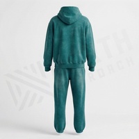 Ensemble de survêtement unisexe en coton teint, sweat à capuche et pantalon, couleur unie, décontracté, pour l'automne, avec cordon de serrage sur toute la longueur