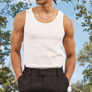 Camiseta sin mangas de algodón lavado transpirable de estilo americano vintage para hombre - Top clásico holgado para entrenamiento de verano - Product Image 3