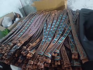 Cowhide 100% Genuine Leather <b>Western</b> Beaded Cowboy <b>Belt</b> Alloy Buckle Hand Carved Design Custom Size Logo Top Rodeo International - Product Image 6