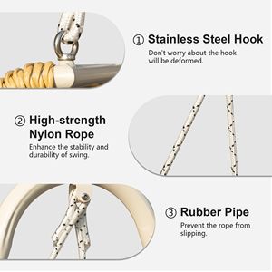 Patio esterno 2 posti appeso sedia a dondolo con cuscini ispessiti in stile Rattan amaca giardino interno/cortile per portico - Product Image 4