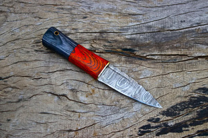 Cuchillo de Caza Skinner de Acero de Damasco Hecho a Mano, Nuevo Modelo 2026, con Funda de Cuero y Mango de Madera, en Venta - Product Image 4