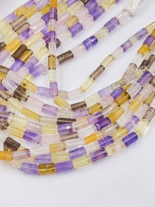 Perles tubulaires à facettes en quartz naturel multicolore mélangé, de 5x9mm à 8x15mm, brin de 14 pouces, perles de pierres précieuses en vrac pour les acheteurs chinois - Product Image 1