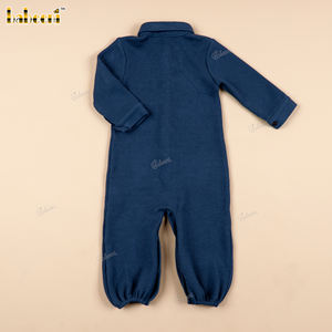 BC1424 Pelele de Bebé Color Verde Azulado Intenso con Ardilla Bordada a Mano, Lujoso, de Spandex/Algodón, para Verano - Product Image 6