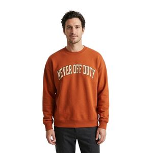 Sudadera de algodón polar color naranja óxido para hombre, de manga larga, cuello redondo, estilo urbano. - Product Image 1