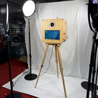 Photomaton rétro en bois avec écran tactile de 15,6 pouces, compatible avec l'imprimante DNP620, l'appareil photo et le flash, pour les mariages, les célébrations et les fêtes