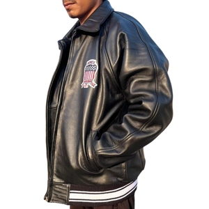 Men's Black Real Cowhide Leather Bomber <b>Jacket</b> | Classic American Flight Style USA Icon High-Volume Vintage Flight at Wholesale - Product Image 2