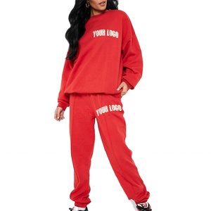 Conjunto de Sudadera y Pantalones Deportivos de Algodón 100% para Mujer, Estilo Casual de Invierno, Personalizado, de 2 Piezas - Product Image 1