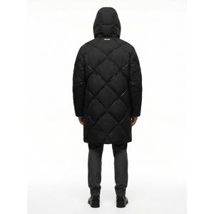 Abrigo Largo de Invierno para Hombre, Personalizado, con Etiqueta, Acolchado de Diamantes, de Microfibra con Tacto de Piel de Durazno, con Capucha, Resistente al Viento y Transpirable - Product Image 2