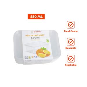 Conteneur de stockage de soupe rectangulaire en plastique sans BPA de 550 ml, étanche, avec couvercle hermétique, réutilisable pour la préparation des repas et l'utilisation en cuisine - Product Image 4