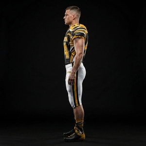 Custom American Football Jersey Set Black <b>Gold</b> Uniform Padded Football Pants <b>Number</b> 44 Teamwear OEM ODM Wholesale Sportswear - Product Image 2