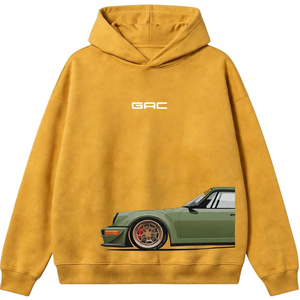 เสื้อพิมพ์ลาย GAC Car Print สำหรับผู้ชาย ทรงโอเวอร์ไซส์ สไตล์โกธิค เสื้อสเวตเชิ้ตลำลอง สีเหลือง พิมพ์ลายซิลค์สกรีน ผ้าฝ้ายเฟรนช์เทอร์รี่ 360 กรัม สำหรับฤดูใบไม้ร่วง - Product Image 1