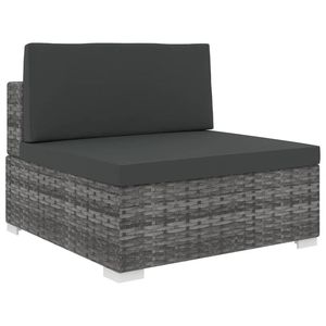 Siège central sectionnel gris poly rotin avec coussins Meubles de patio - Product Image 1