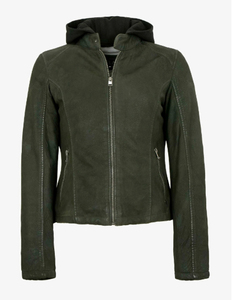 Women Genuine Leather <b>Jacket</b> Hooded <b>Zip</b> <b>Up</b> Biker Coat Breathable Windproof Winter Outerwear - Product Image 1
