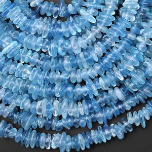 Cuentas facetadas de aguamarina azul natural Santa María, perforadas en el centro, 100% hechas a mano, piedra preciosa, hilo de 15.5 pulgadas para la fabricación de joyas - Product Image 1
