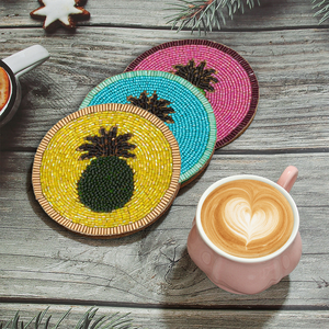 Handmade Seed <b>Beads</b> Christmas New Design <b>Coaster</b> - Product Image 1