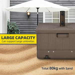 Base per Ombrellone da Esterno 3-in-1 con Ruote, Capacità 79 kg, Struttura in Acciaio, Tavolino da Caffè e Fioriera - Product Image 6