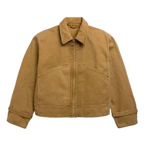 Veste décontractée pour homme en toile de haute qualité, à fermeture éclair, vintage, blanche, délavée à l'acide, 100% coton - Product Image 4