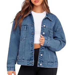 High Quality Long Style Women <b>Denim</b> <b>Jackets</b> Navy Blue Stretch Buttons 100% Cotton Waterproof Streetwear <b>Jackets</b> Made in Pakistan - Product Image 6