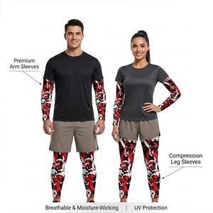 Juego de Mangas para Brazos y Piernas con Sublimación Digital Personalizada al por Mayor, Alta Elasticidad, Secado Rápido, para Ciclismo Deportivo - Product Image 1