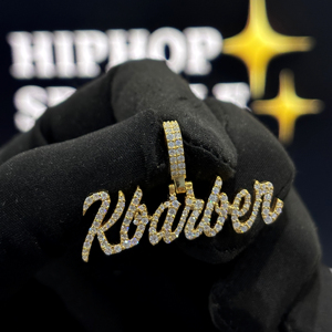 <b>Custom</b> <b>Name</b> Pendant 925 Sterling Silver VVS Moissanite Iced Hip Hop Micro Pave Charm <b>Necklace</b> Unisex SPARKLE - Product Image 1