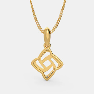 14K Yellow Gold Interlocking Geometric Lab Grown Diamond Pendant Necklace - Product Image 4