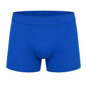 Calzoncillos bóxer sin costuras para hombre, azul liso, de tiro medio, de secado rápido, de alto rendimiento, elásticos con elastano, de tiro medio - Product Image 1