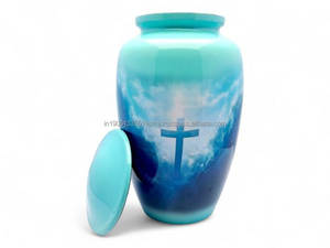 Venta al por mayor de urnas para cenizas personalizadas con esmalte cruzado para adultos, hombres y mujeres, recipientes de cremación de aluminio para restos humanos, suministros funerarios - Product Image 4