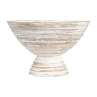 Bol de piédestal en bois antique blanc rustique fruits en bois de manguier et décor bol de pièce maîtresse de table polyvalent au prix d'usine