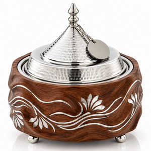 Casserole moderne de luxe en acier inoxydable, diamètre personnalisé, chauffe-plats isolé, revêtement émaillé, poignée en bois écologique - Product Image 6