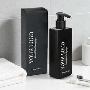 Bouteille plate en plastique PET de 250 ml (8 oz) avec pulvérisateur à pompe pour shampoing, gel douche, lavage corporel - Emballage personnalisé avec logo, flacons à pompe pour lotion - Product Image 5