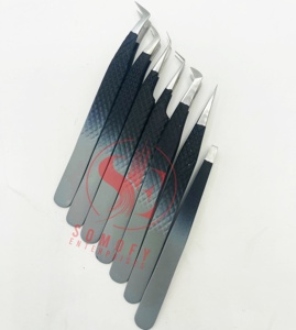 Pinces à cils Somofy Enterprises OEM les plus vendues, durables, grises mates, en acier inoxydable japonais solide - Product Image 2