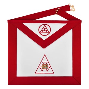 Past High Priest Royal Arch Chapter Apron <b>Red</b> <b>Ribbon</b> With Triple Tau For Masonic Regalia Community & Brotherhood With Best Stuff - Product Image 1