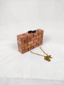 Bolso de mano de madera ecológico hecho a mano bolso de noche con forro de satén con patrón geométrico directo de la India - Product Image 4