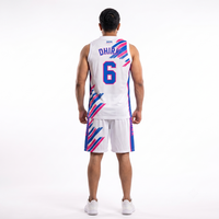 Vente en gros de maillots de basket-ball personnalisés imprimés par sublimation XS, ensemble de maillots de sport pour hommes, micro-mesh respirant sans manches