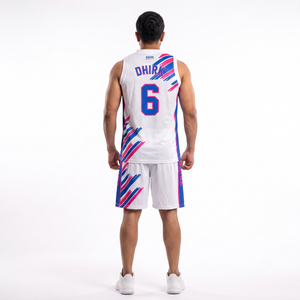 Vente en gros de maillots de basket-ball personnalisés imprimés par sublimation XS, ensemble de maillots de sport pour hommes, micro-mesh respirant sans manches - Product Image 2