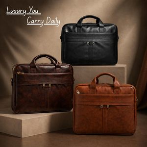 Maletín de Cuero Genuino Zolo para Hombre, de Lujo, con Cierre de Solapa Clásico, Gran Capacidad, Diseño Resistente, Color Marrón - Product Image 1
