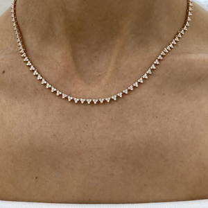 Collar de cadena cubana de moissanita premium unisex con estaciones triangulares en oro rosa, gargantilla, regalo de boda, joyería - Product Image 3
