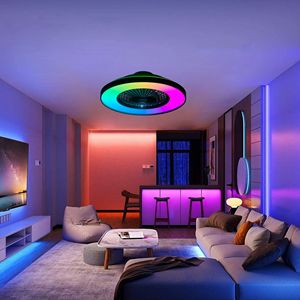 Ventilatore da Soffitto LED Smart Moderno da 23 Pollici con Luce RGB Dimmerabile e Controllo Remoto tramite App, Colore Nero per Casa o Ufficio - Product Image 1