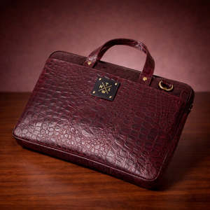 Genuine Croco Leather Black Large Capacity Laptop <b>Bag</b> Briefcase Crossbody <b>Computer</b> Handheld Business Travel <b>Bag</b> - Product Image 5
