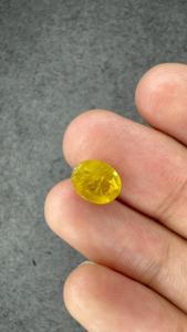 Saphir Jaune Naturel de Bangkok 3,38 Ct, Coupe Ovale, Pierre Précieuse Dorée pour Bague, Pendentif, Bijoux Fins - Product Image 2