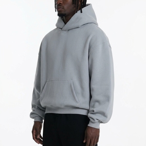 Wholesale High Quality <b>Men</b> Oversized Hooded Sweatshirt Solid Color <b>Fleece</b> Breathable Winter Wear Regular Fit Knitted Pocket - Product Image 3