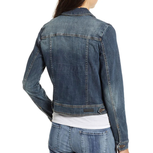 Women <b>Cropped</b> <b>Denim</b> <b>Jacket</b> Casual Button Front Long Sleeve Slim Fit Fashion Jean Outerwear Streetwear Coat - Product Image 3