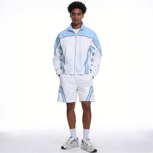 Ensemble de survêtement décontracté pour homme, color-block, respirant, léger, imprimé numérique, en polyester/nylon tricoté, pour le printemps et le style urbain - Product Image 3