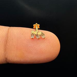 Dainty 14K Gold Baguette Lab Grown Diamond <b>Stud</b> Earrings For <b>Helix</b> Daith And Cartilage Piercing Elegant Gift Jewelry - Product Image 1