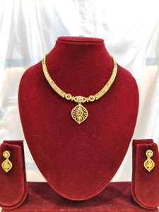 Indian 18K <b>Gold</b> Plated Brass Women's Trendy Lock Design Micro Insert Necklace <b>Set</b> Engagement Wedding Party Anniversary Jewelry - Product Image 2