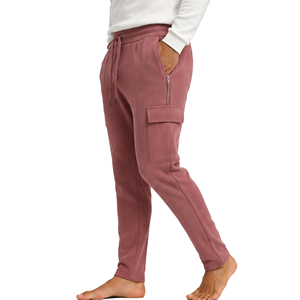 Pantalon de jogging moderne pour homme en maille gaufrée, coupe ajustée, décontracté, texturé, taille élastique avec cordon de serrage, léger et personnalisable - Product Image 1