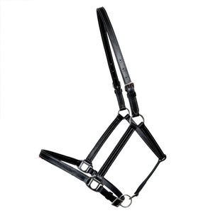 Halter de cuero de caballo Halter de cuero de color negro Halter de cuero de punto blanco Halter de caballo liso - Product Image 1