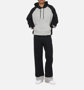 <b>Men</b> Athletic Raglan <b>Hoodie</b> Two Tone Casual Solid Color Fleece Pullover Sweatshirt Casual Sports Wear - Product Image 3