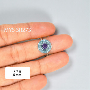 แหวนพลอยอเมทิสต์เจียระไนทำมือ แหวนเงินแท้ 925 ประทับตรา แหวนเงินทำมือ ราคาขายส่ง เครื่องประดับเงิน งานแต่งงาน ขายส่ง - Product Image 2